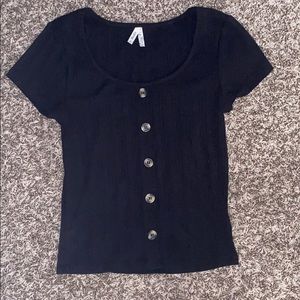 black low neck shirt with buttons